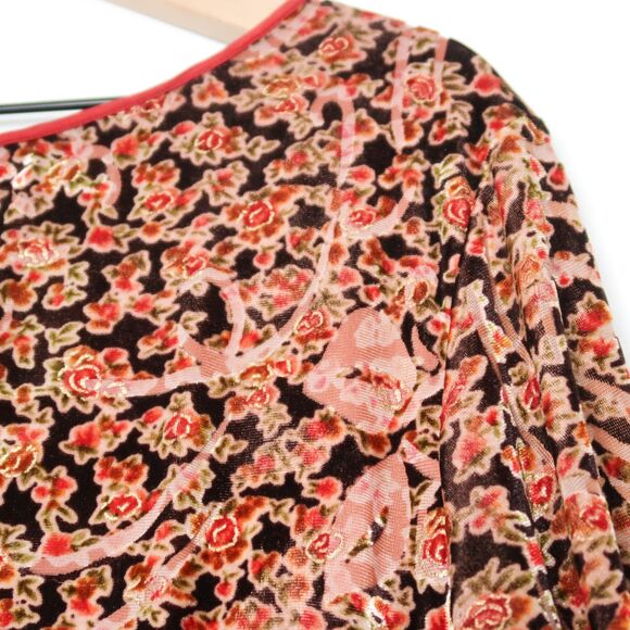 ModCloth Womens Velour Dress Plus Size 4X Red Gold Brown Floral Event Cocktail - Picture 9 of 13